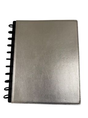 TUL Leather Metallic Silver Discbound Letter Size Notebook ~ Notebook Only